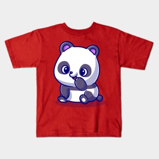 Cute Panda Is Sitting Cartoon Kids T-Shirt